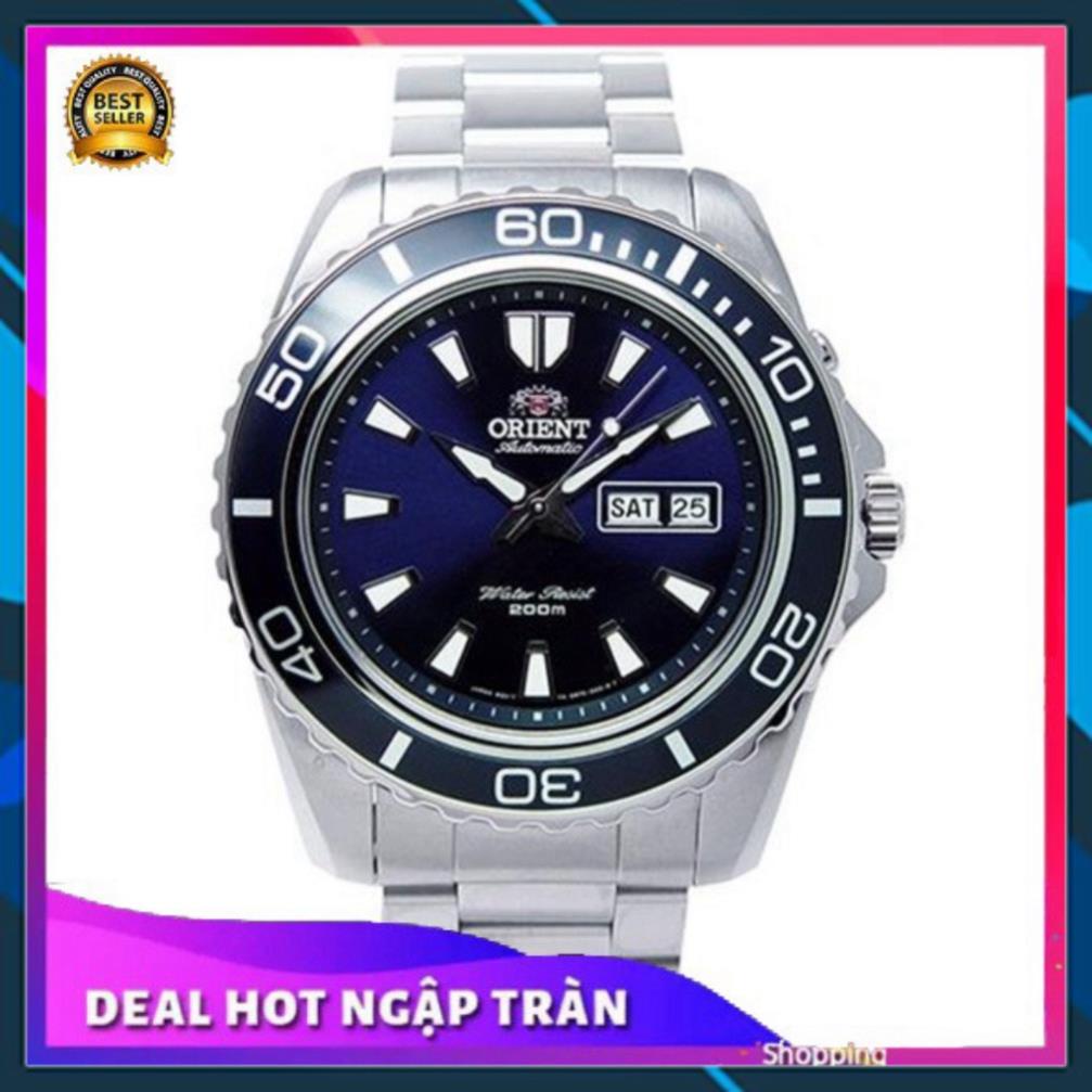 Đồng Hồ Nam Orient Mako XL Automatic Tự Động Chống Nước Tọa Độ Trắng Xanh , Đồng hồ thật giá trị thật