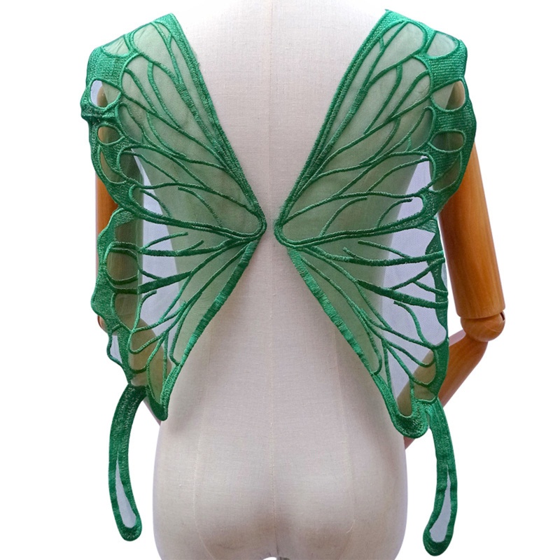 1 Cặp Miếng Vải Ren Lưới Thêu Hình Cánh Bướm Sau Lưng Dùng Trang Trí Đầm DIY