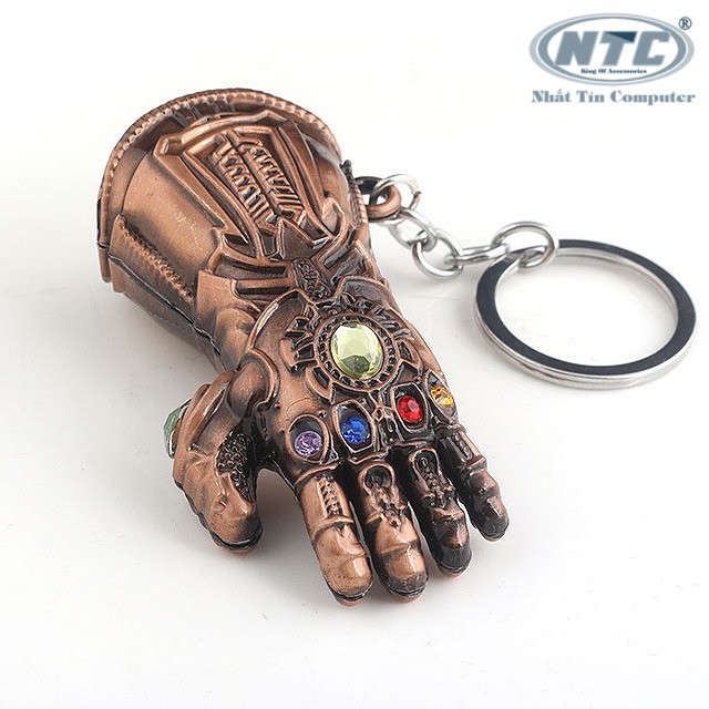 Móc khóa inox găng tay vô cực Thanos đính 6 đá - siêu phẩm Avengers