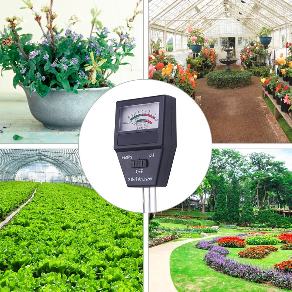 Máy phân tích đất đo độ pH và kiểm tra độ phì nhiêu của đất 2 trong 1 với 3 que thử dùng khi làm vườn