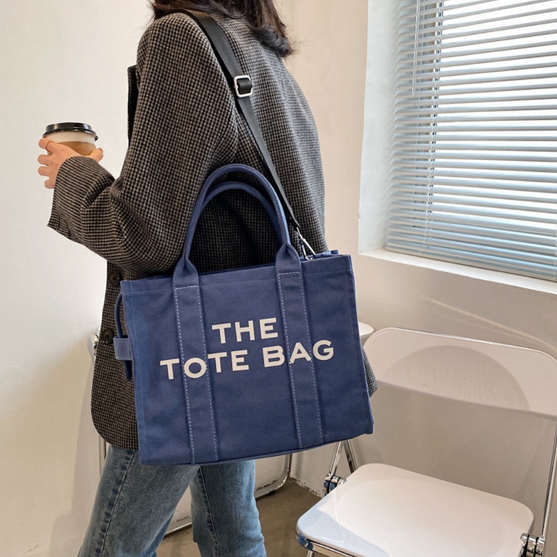 Túi Xách Đeo Vai Vải Canvas In Chữ Đơn Giản Thời Trang Dành Cho Nữ