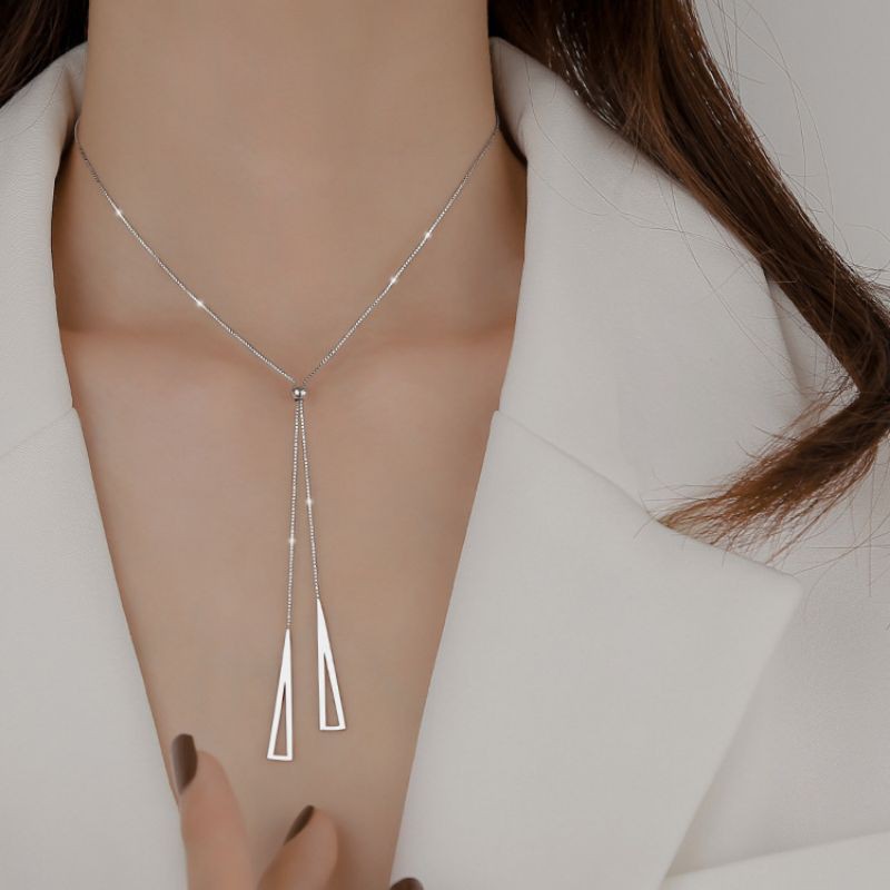 Dây chuyền nữ - vòng cổ chocker nữ khảm bạc S925 đeo 2 kiểu thanh lịch