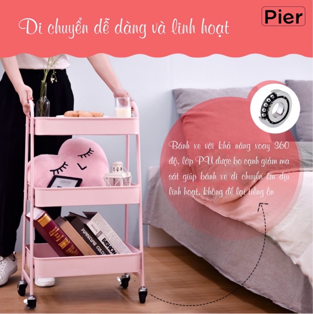 Kệ đa năng cao cấp Pier (kệ đựng đồ đa năng có bánh)