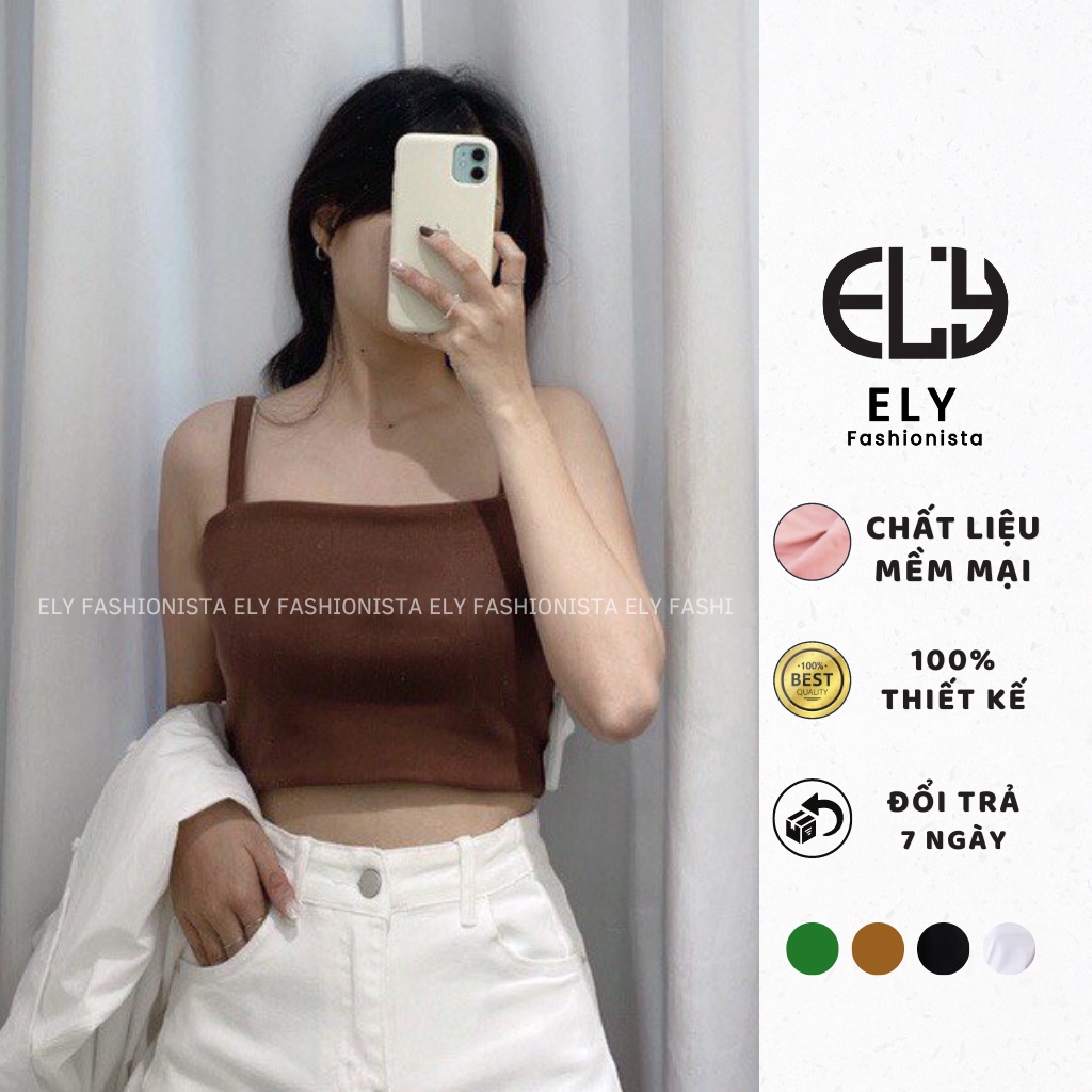 Áo croptop nữ ELY dáng ôm chiết eo TANK TOP  không đệm vải cotton Bozip co giãn tốt thoáng mát nhiều màu sắc ELY223.