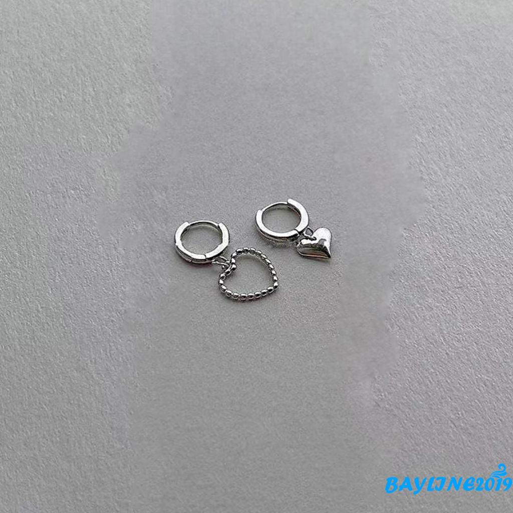 Khuyên tai hình trái tim dáng thả không đối xứng trang trí tiệc tùng cho nữ