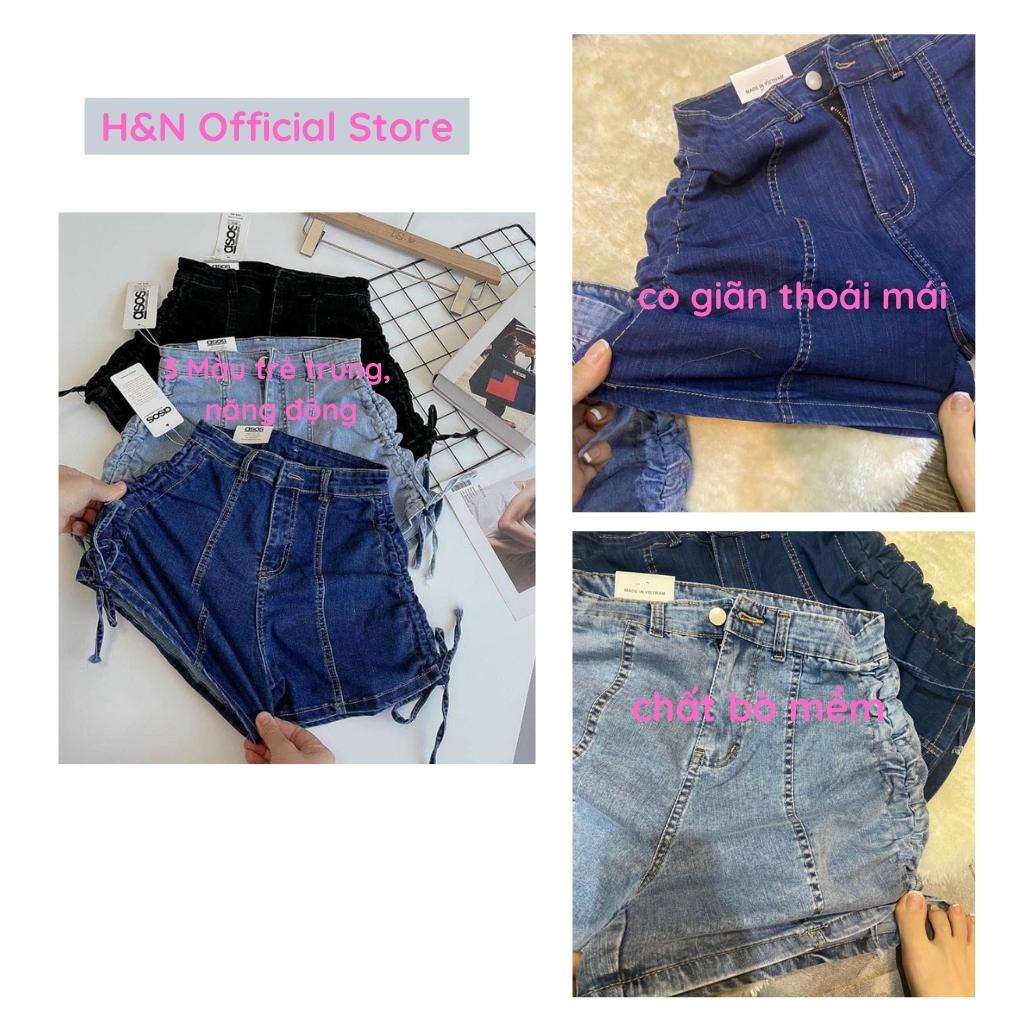 Quần đùi jean nữ lưng cao quần short jean nữ rút dây dáng ôm nâng mông HN Clothing Q13 | BigBuy360 - bigbuy360.vn