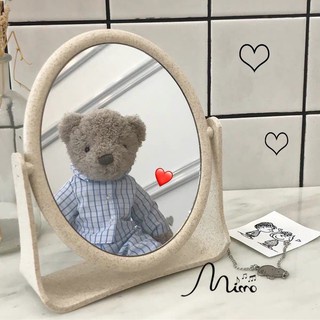 Gương để bàn, Gương trang điểm để bàn 2 mặt xoay chất liệu lúa mạch bền chắc