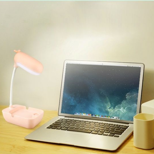 Đèn LED để bàn sạc điện bảo vệ mắt có khay đựng đồ và giá đỡ điện thoại xoay 360 độ hình mầm cây