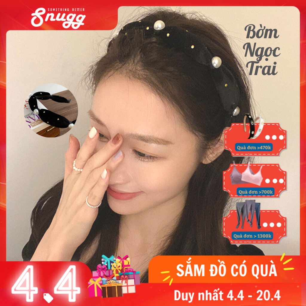 Bờm tóc - Băng đô nhung đính hạt bản nhỏ Snugg Việt SNU2105