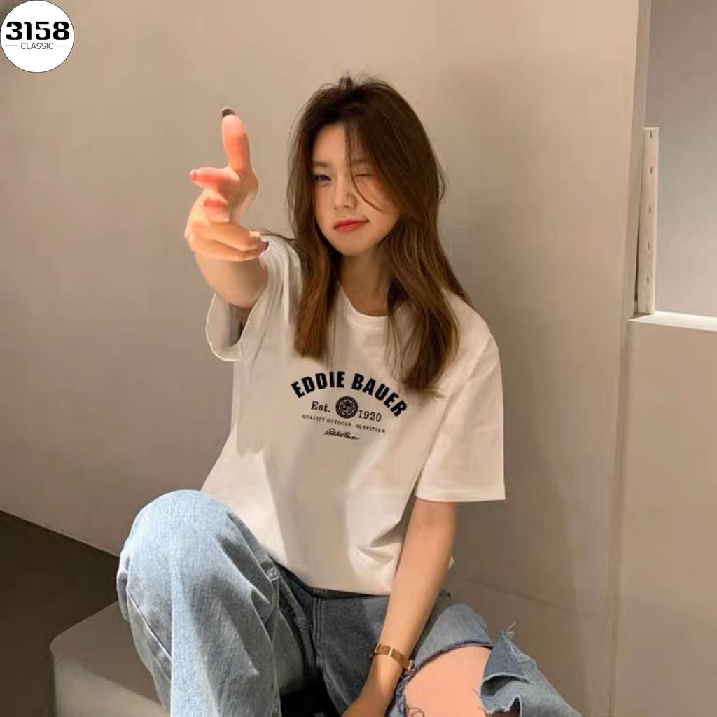 Áo Thun 3158, Áo Thun 3158 chính hãng Nam Nữ Cotton Khô Form Rộng Nam Nữ Unisex in chữ EDD