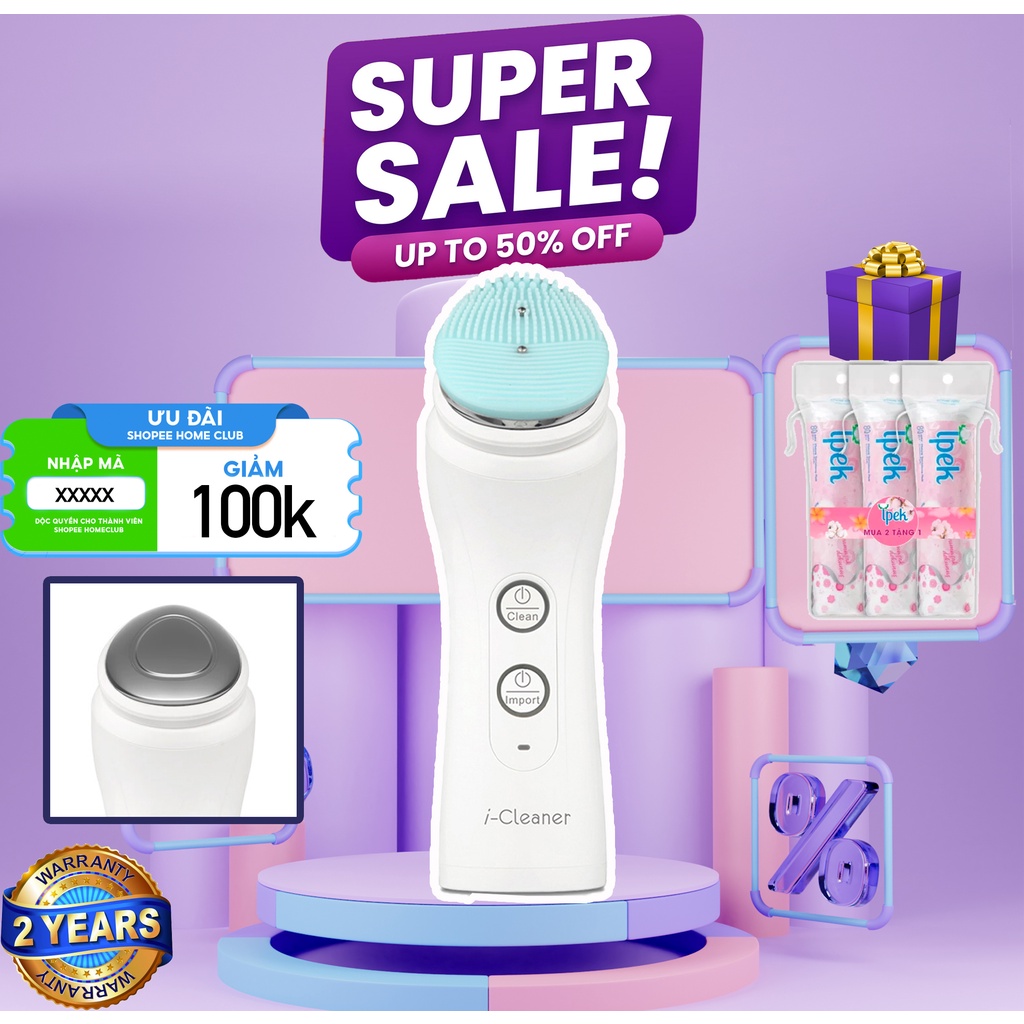 Máy Rửa Mặt Nanotime F62 Công Nghệ Siêu Âm Bổ Sung ION 3in1 (có 3 đầu làm sạch) Nhập Khẩu Nhật Bản