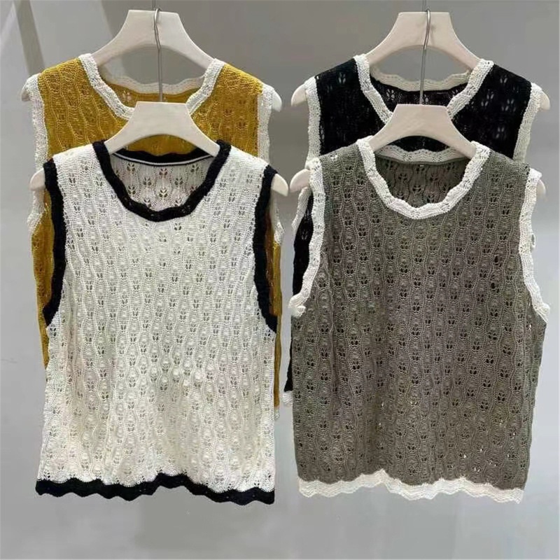 Áo Croptop Dệt Kim Cổ Tròn Dáng Ôm Thời Trang Mùa Hè Y2K Dành Cho Bạn Nữ