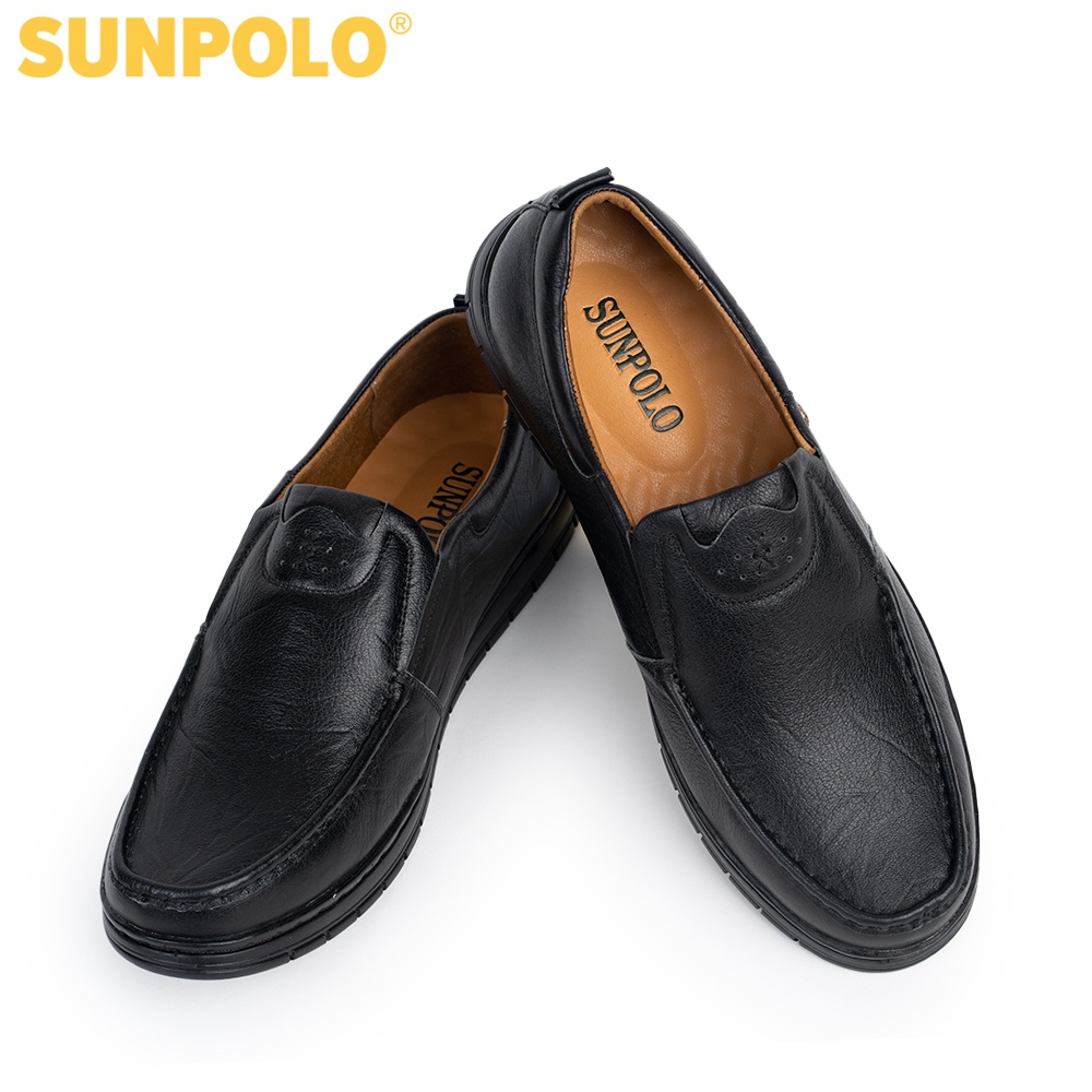 Giày lười nam Da bò cao cấp SUNPOLO đi làm công sở, đi chơi Màu Đen - CS5074