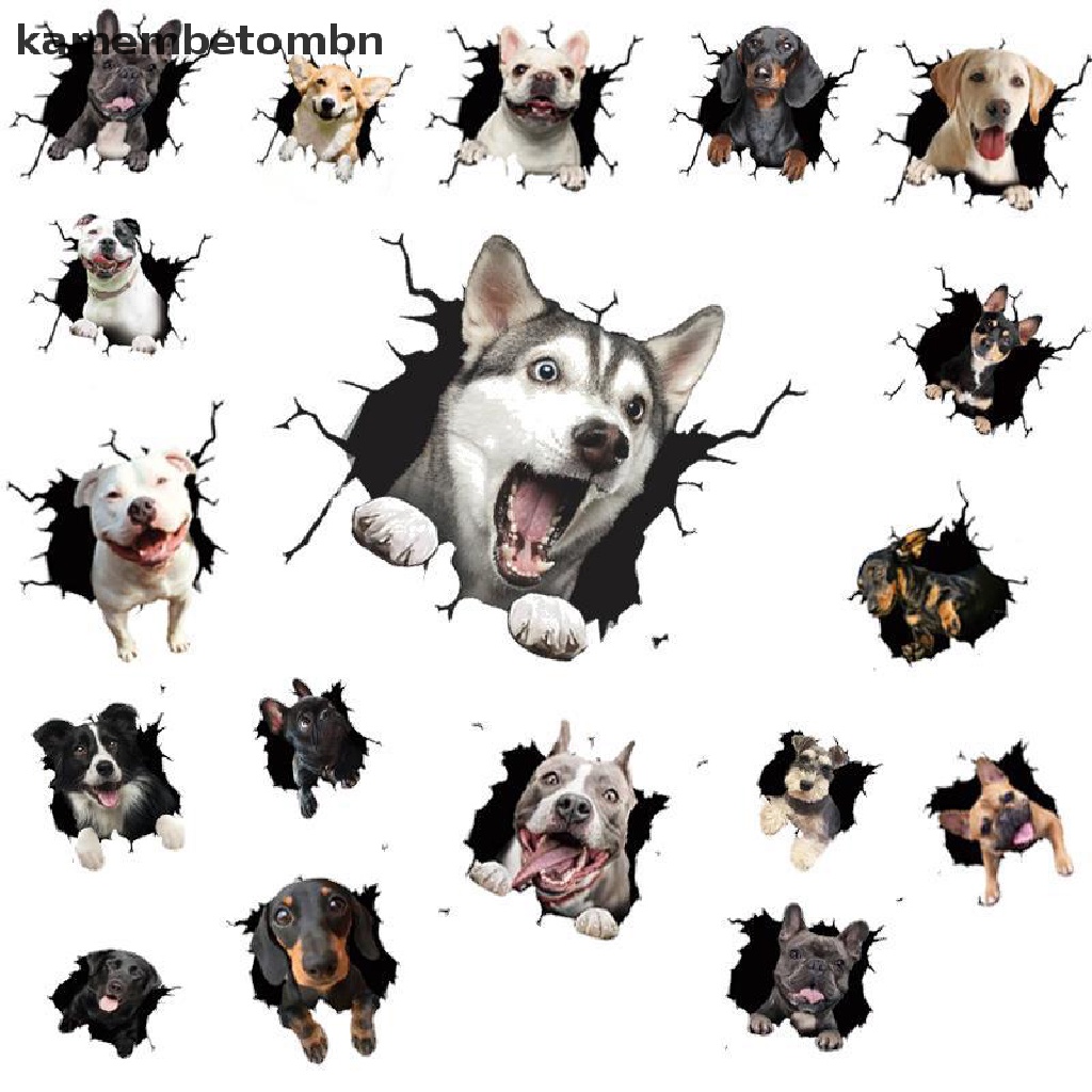 Đề Can Vinyl 3D Hình Cún Con Tĩnh Điện Dán Cửa Sổ Xe Hơi