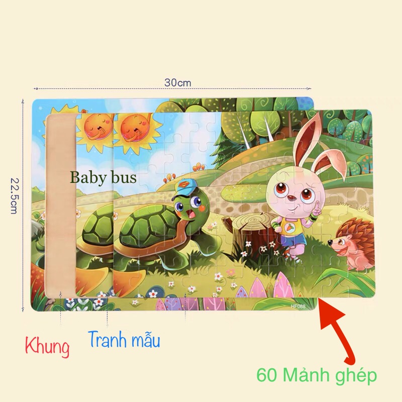 [60 miếng] Bộ tranh ghép hình gỗ puzzle -Tranh xếp hình