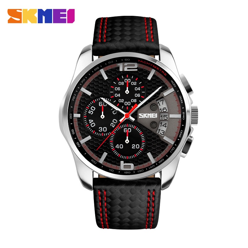 Đồng Hồ Quartz Skmei Chống Thấm Nước Với Dây Đeo Da 5 Thanh 9106
