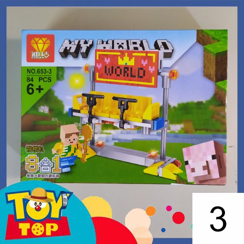 Đồ chơi lắp ráp ghép minecraft xếp hình thế giới vuông my world khu vui chơi giải trí đu quay xích đu No.653