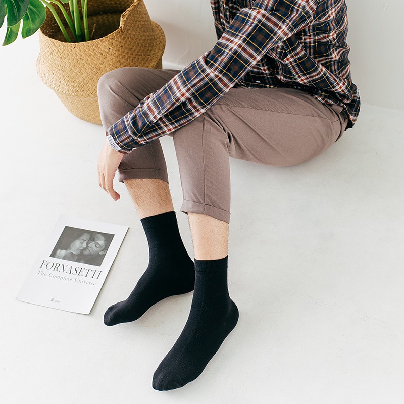 Vớ cổ cao nam nữ tất trơn văn phòng thường cotton thời trang đẹp kháng khuẩn khử mùi thấm hút mồ hôi tốt MONEY VC055