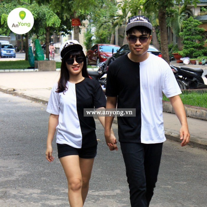 Áo thun phối 2 màu