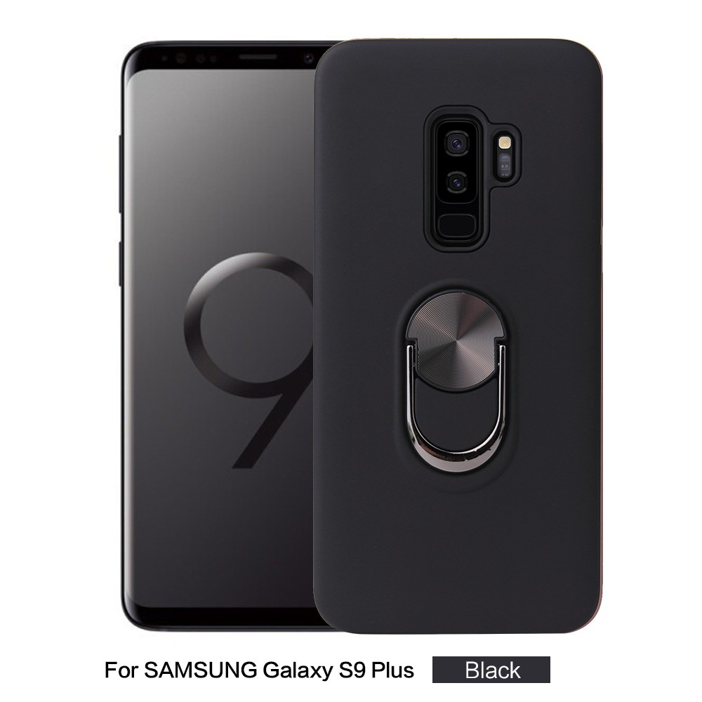 Ốp điện thoại nhựa cứng màu trơn có móc gắn 360 độ và đế hít nam châm cho Samsung Galaxy S9 S9 Plus