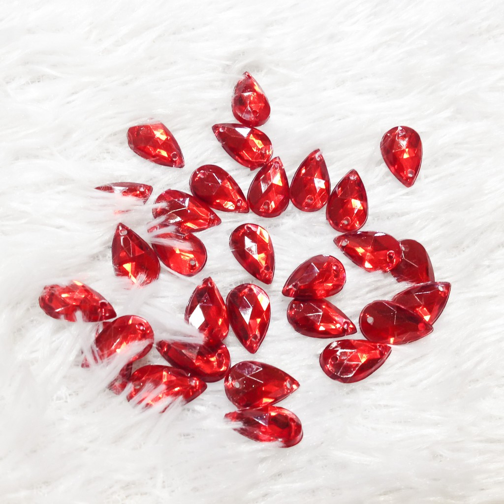 5 Hạt đá acrylic 3d kết áo đính trang phục hình giọt nước đủ màu size 1.3cm