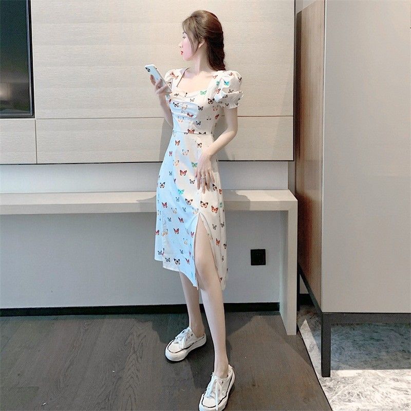 Đầm Hoa Cổ V Xẻ Tà Thời Trang Dành Cho Nữ | BigBuy360 - bigbuy360.vn