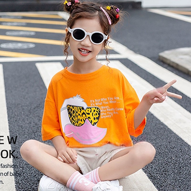 Áo Thun Ngắn Tay In Hình Phong Cách Hàn Quốc Cho Bé Gái