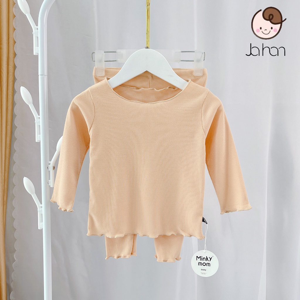 [SALE] Bộ Thun Gân Dài Tay Cho Bé Gái, Bé Trai Minky Mom Bèo Nhún Dễ Thương, Bộ Quần Áo Cho Bé Mặc Nhà MKMTD2216