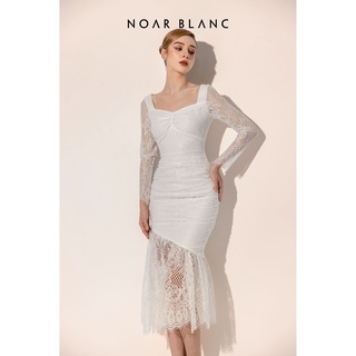 [NOAR BLANC] Đầm nữ thiết kế ren trắng nhún thân dáng đuôi cá sang trọng - Alina Dress