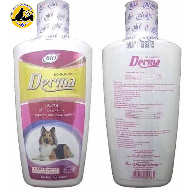 Dầu Tắm Trị Ghẻ và Nấm Da Trên Chó Mèo Bio Derma Chai 200ml