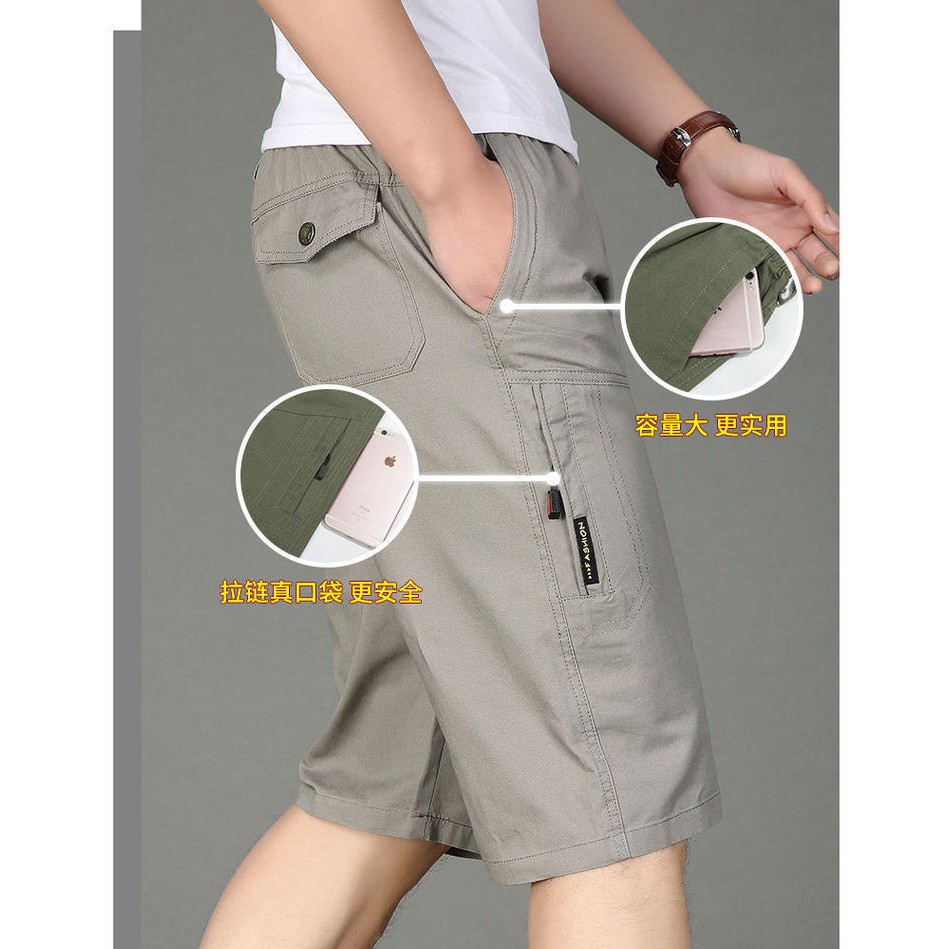 Quần Lửng 7 Tấc Vải Cotton Mỏng Dáng Rộng Thời Trang Mùa Hè Cho Nam Trung Niên