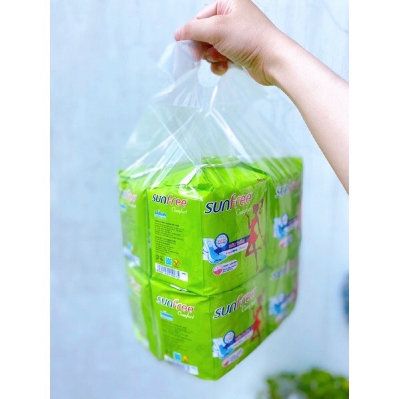 (SIÊU TIẾT KIỆM )Combo 8 gói băng vệ sinh sunfree có cánh (64 miếng )siêu thấm hút