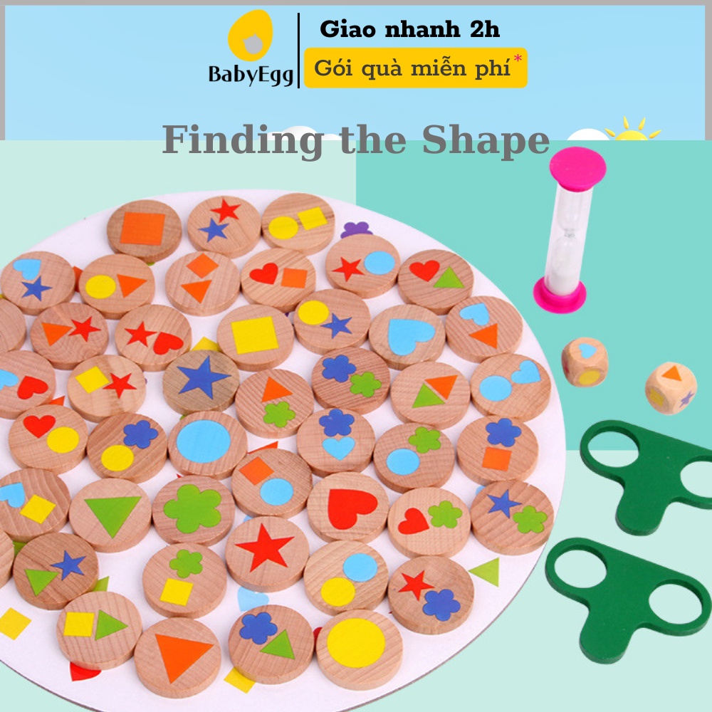 ĐỒ CHƠI GIÁO DỤC board game nhóm rèn luyện trí tuệ tư duy thông minh cho bé trai bé gái 4 5 6 7 8 tuổi Finding the shap