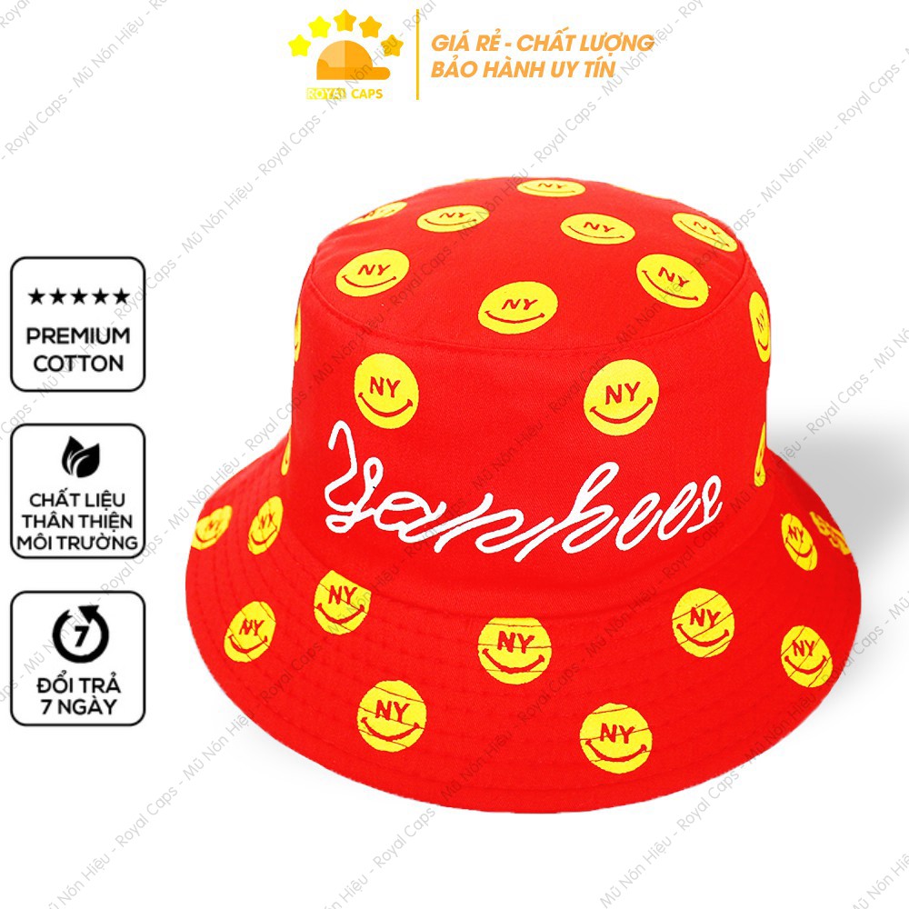 Mũ Bucket Nón Bucket Tai Bèo Nam Nữ Smile ny Vải Kaki Yankees Unisex - Royal Caps