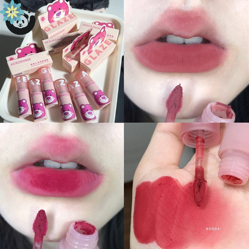 Son Kem Lì Chống Dính Cốc Không Phai Màu Thiết Kế Vỏ Trái Tim Gấu HERORANGE