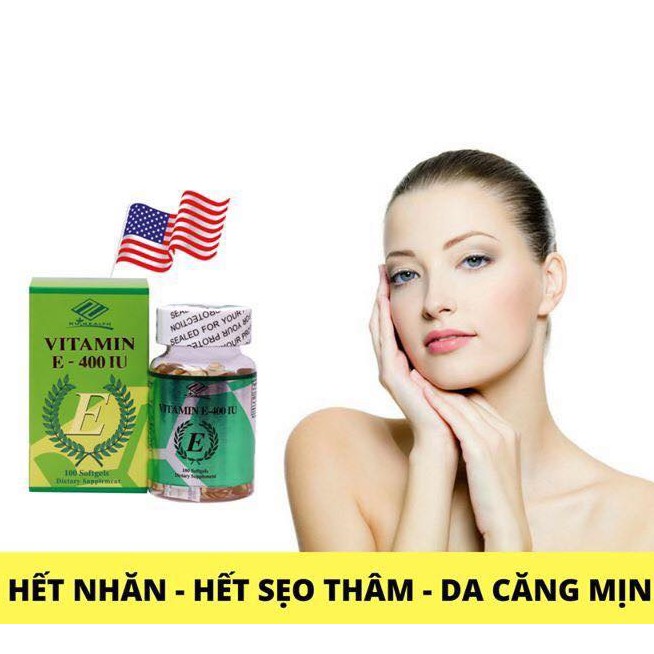 Viên Uống Làm Đẹp Da,Chống Lão Hóa,Ngừa Nếp Nhăn Vitamin E 400IU Nuhealth 100 Viên | BigBuy360 - bigbuy360.vn