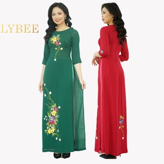 [Mã BMLT30 giảm đến 30K đơn 299K] Áo dài trung niên LYBEE chất lụa mã 560