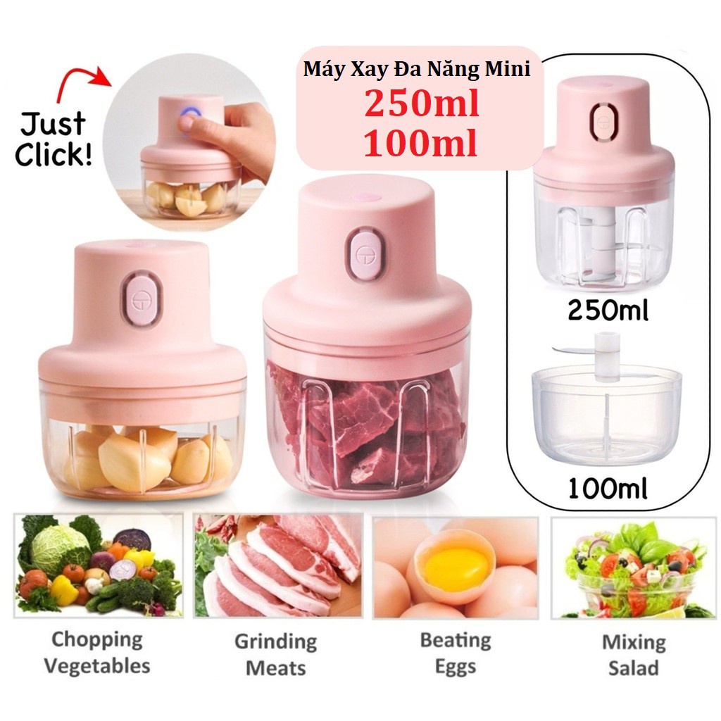 Máy xay mini cầm tay đa năng sạc chuẩn USB dung tích 250 ml (BinNhimStore)