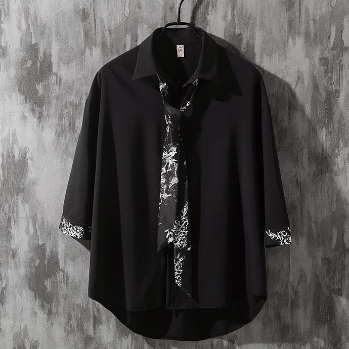 Áo Sơ Mi Tay Dài Họa Tiết Cà Vạt Thời Trang Hàn Quốc Cho Nam Nữ