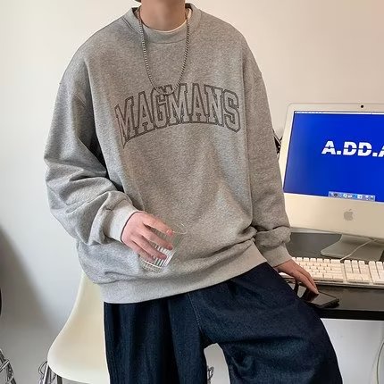 Áo Sweater Tay Dài Cổ Tròn Dáng Rộng In Chữ Phong Cách Hip hop Thời Trang Cho Nam Giới Size M-5XL