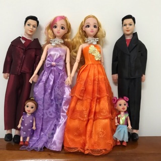[ĐẦM NHIỀU MÀU] Búp bê gia đình gồm 3 búp bê cô dâu, búp bê chú rễ và búp bê nhí (đồ chơi búp bê) 