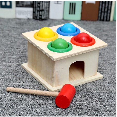 Đồ chơi bộ đập bóng búa gỗ thả hình montessori cho bé - Đồ chơi gỗ thông minh phát triển trí tuệ cho bé
