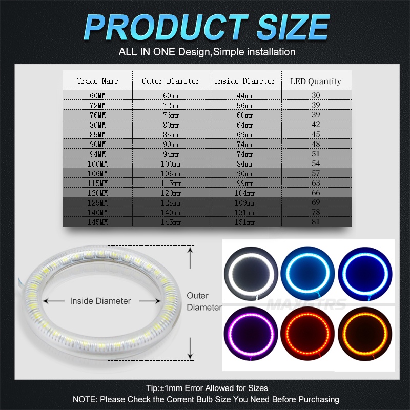 Bộ 2 đèn pha led Halo 3528 MAXGTRS chống sương mù chuyên dụng cho xe hơi / xe máy