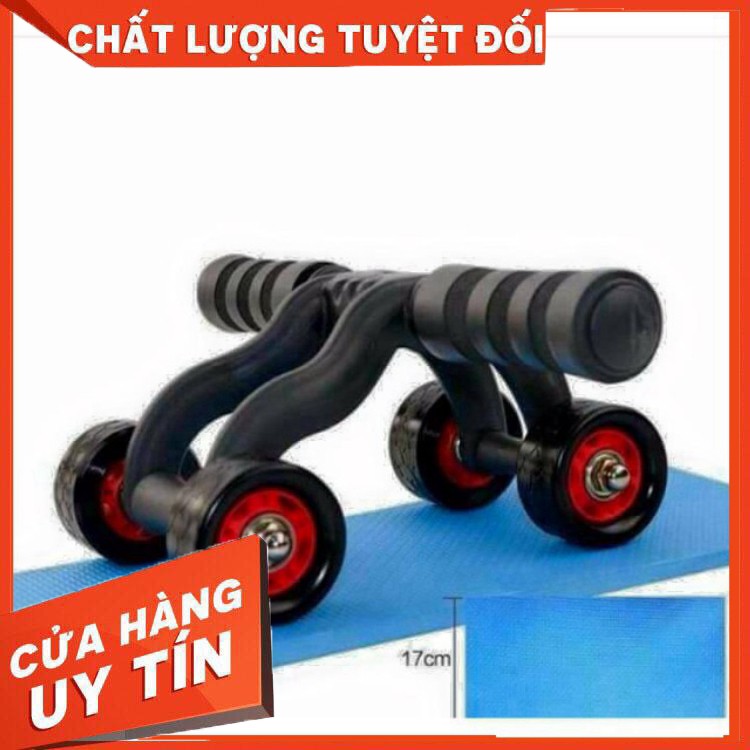 [ Hàng Chính Hãng ] Con Lăn tập bụng 4 bánh cao cấp + TẶNG 1 tấm xốp kê chân