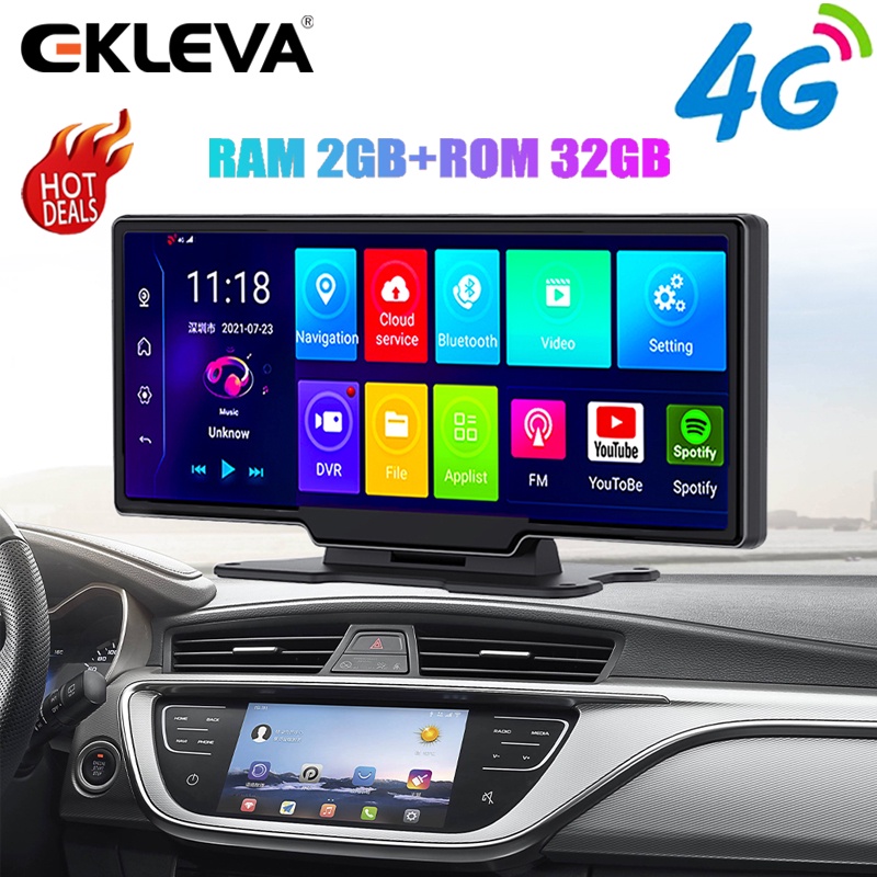 EKLEVA 11 Inch Gương Chiếu Hậu Ô Tô 4G Android Xe DVR Gương GPS WiFi Dash Camera 1080P Ống Kính Kép 