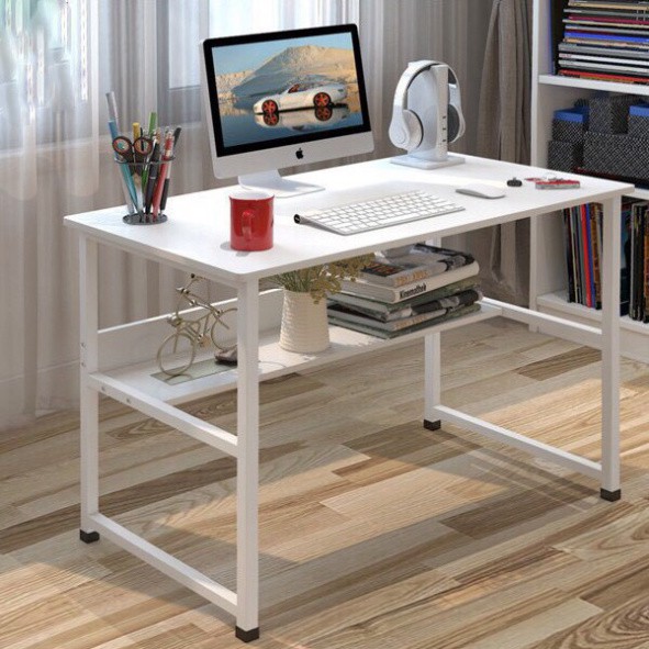 Bàn làm việc học tập, chân sắt sơn tĩnh điện, mặt gỗ mdf phủ melamine chống nước vượt trội