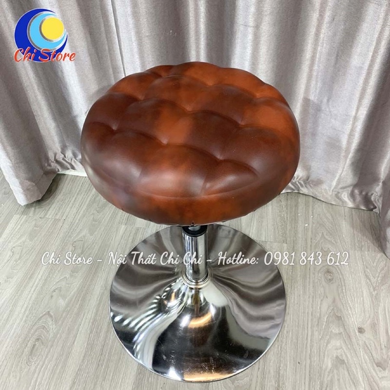 Ghế Xoay Trang Điểm, Spa, Làm Tóc Cho Khách, Ghế Xoay Không Tựa Mặt Da Tuỳ Chỉnh Độ Cao 30-50cm Và Xoay 360 Độ