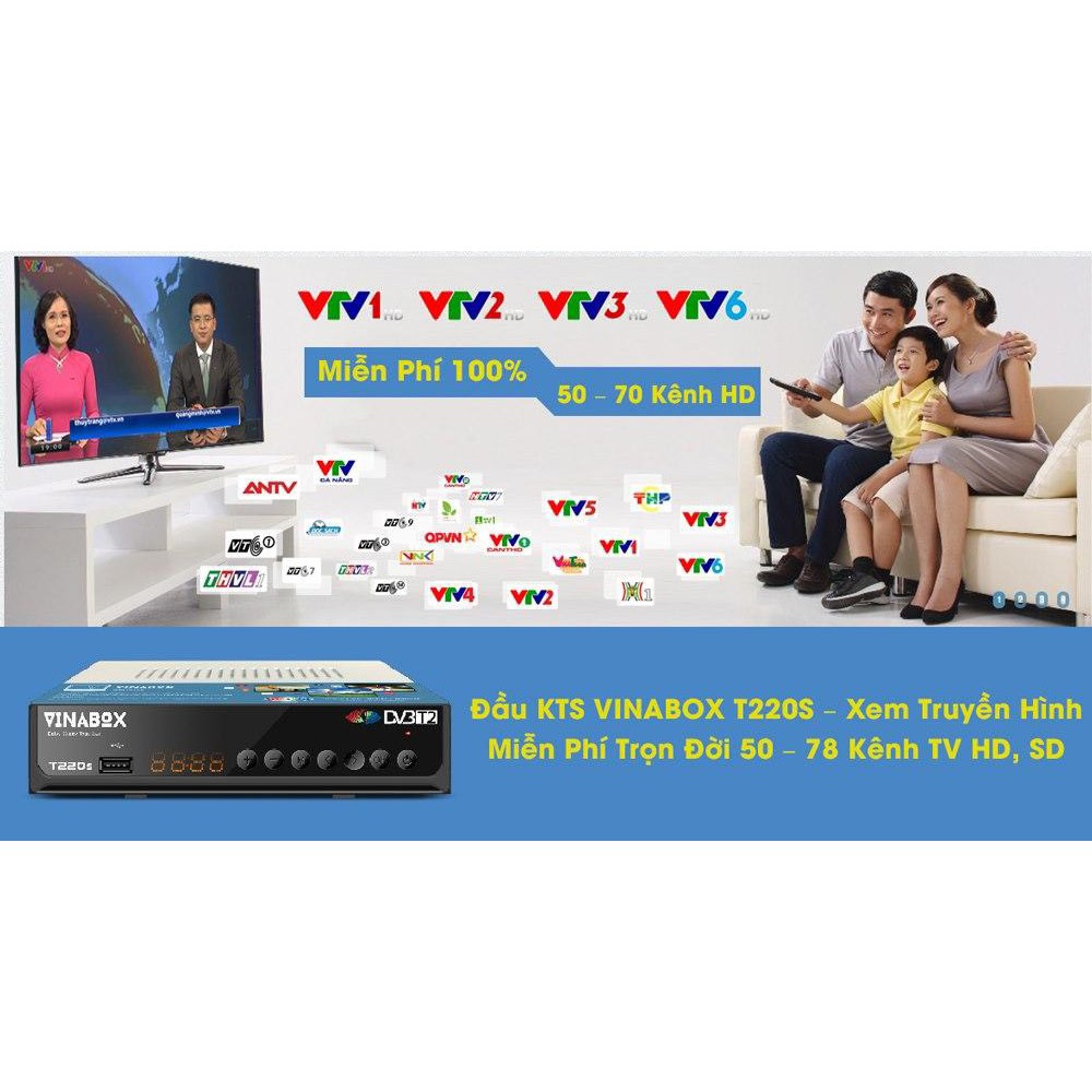 [Chính Hãng DVB-T2] Đầu truyền hình mặt đất DVB T2 – VINABOX T220s Truyền Hình Kỹ Thuật Số Mặt Đất Miễn Phí[Tặng Anten]