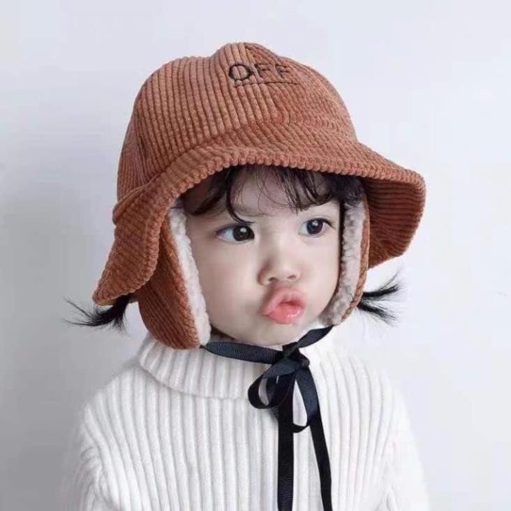 mũ off 2in1 cho bé trai, bé gái mũ kèm bịt tai loại 1 siêu hot
