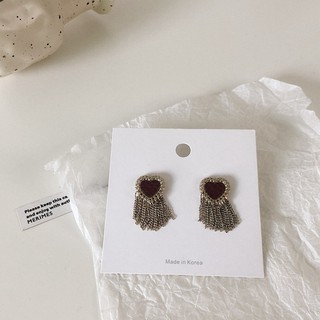 Mè nhà ❀Retro Thời Gian Pháp Tình Yêu Chảy Bông Tai Phong Cách Thoáng Mát Phù Hợp Với Tính Khí Cô Gái Bông Tai S925 Bạc Kim Đào Trái Tim Bông Tai Hợp Thời Trang